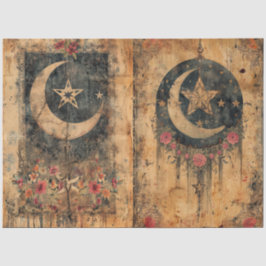 Seda Decoupage de Papel Antigo Celestial Gótico