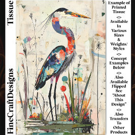 Seda Decoupage Heron BU9R de Papel de Colagem Contempor