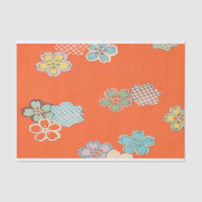 Seda Design de Flor Antiquado - Papel Tecido para Arran (Frente )