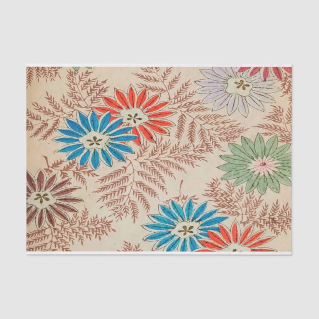 Seda Design de Flor Antiquado - Papel Tecido para Arran (Frente )