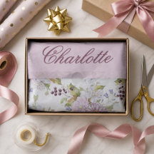 Design de Papel de Presente com Monograma de Flor 