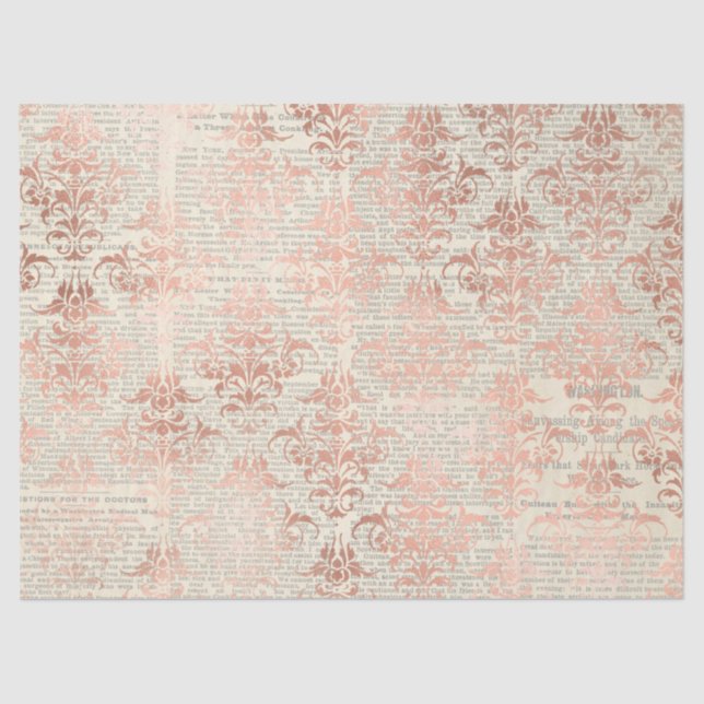 Seda Design de papel Dourado Ephemera Rosa série 7 (Frente )