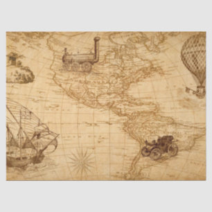 Seda Desligamento de Papel Tecidual - Mapa de Vintagem