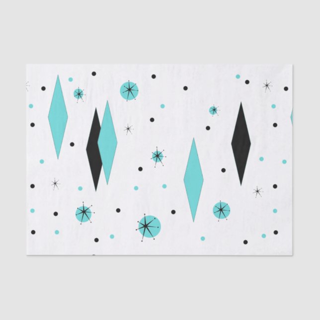 Seda Diamantes retros de turquesa & lenço de papel de (Frente )