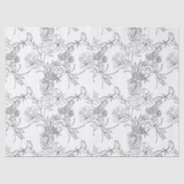 Seda Dissociação de Papel Tecidual - Design Floral B/W