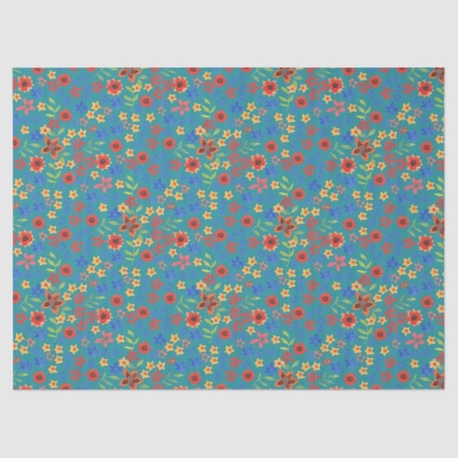 Seda Ditsy retro chique floral no lenço de papel da (Frente )