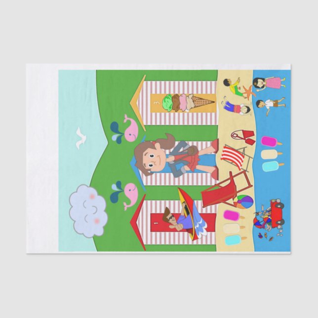 Seda Diversão da praia do Sorvete de Papel Teclado (Frente )