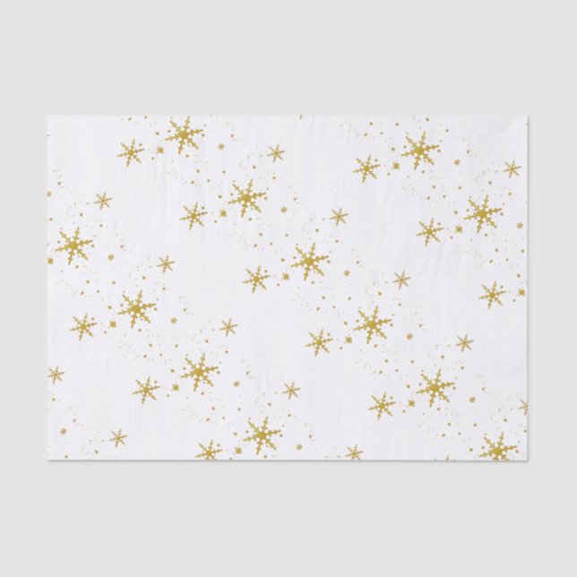 Seda Dourado Flocos de Neve Papel Tecido de Natal (Frente )