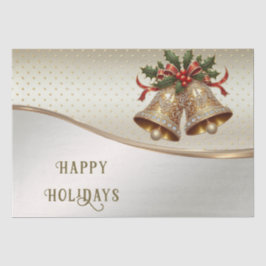 Seda Dourado papel de tecidos de férias dos sinos de Na