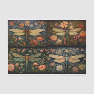 Seda Dragonfly em Florais Colagem 1 Papel de Decoupage