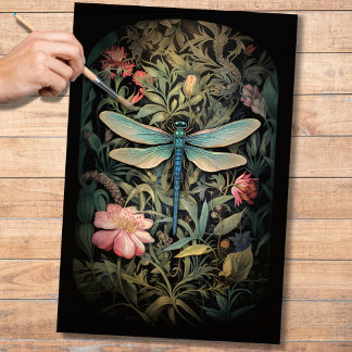 Seda Dragonfly no Floral 3 Papel de Decoupage