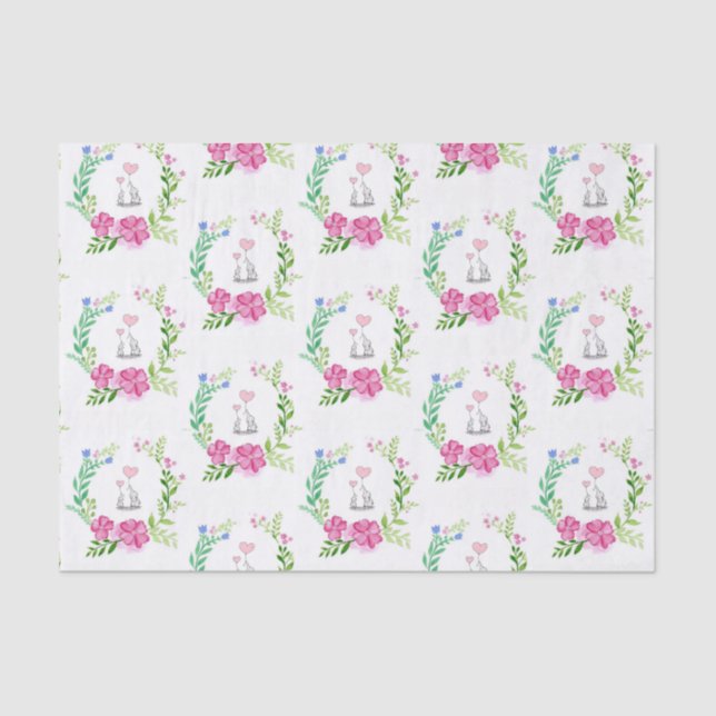 Seda Elefante Floral De Papel Tecido (Frente )