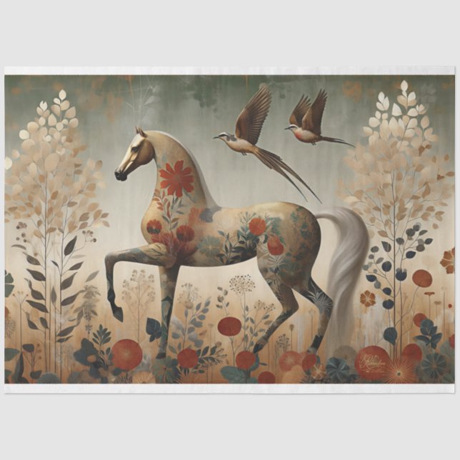 Seda Elegante Equino, Cavalo, Papel de Decoupage (Frente )
