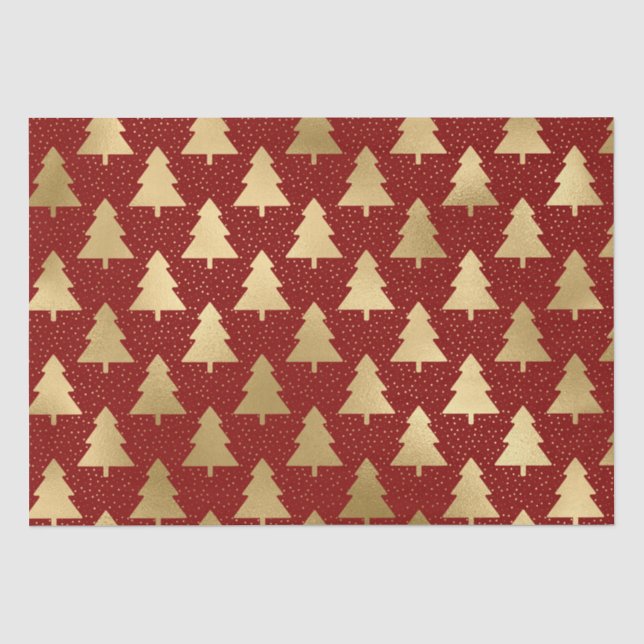 Seda Elegante Padrão de Árvore de Natal em Papel Alumín (Frente )
