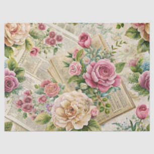 Seda Elegante Vintage Inspirou Papel de Tecido Floral R