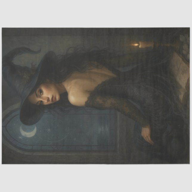 Seda Encantando Papel de Decoupage Gótico de Bruxa à Lu (Frente )