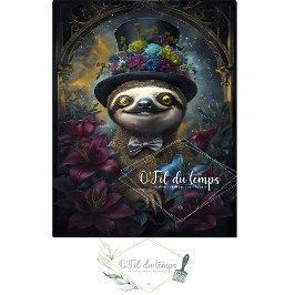 Seda Engraçado Animal com papel de Decoupage do Chapéu.