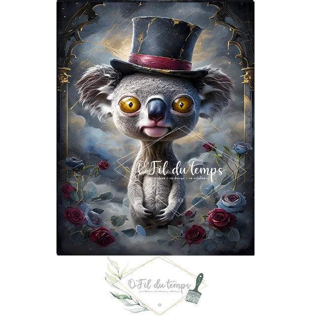 Seda Engraçado Animal com papel de Decoupage do Chapéu. (Criador carregado)