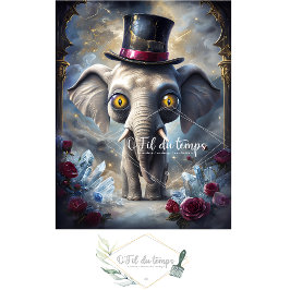 Seda Engraçado Animal com papel de Decoupage do Chapéu.