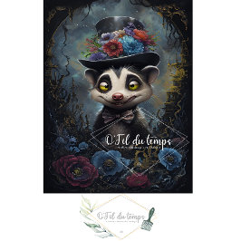 Seda Engraçado Animal com papel de Decoupage do Chapéu.