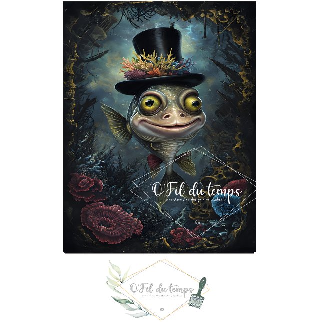 Seda Engraçado Animal com papel de Decoupage do Chapéu. (Criador carregado)