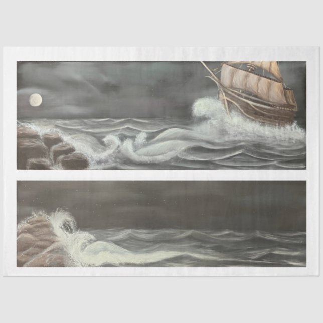 Seda Enviar No Papel De Tecido De Decoupage Noturna (Frente )