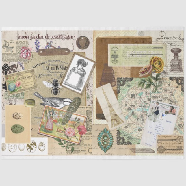 Seda Estilo de colagem: papel de lenço (Frente )