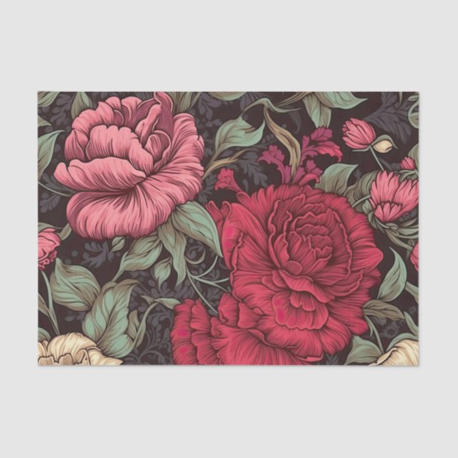 Seda Estilo de Vintage Antiquado Papel de Decoupage Flo (Frente )