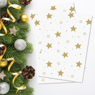 Seda Estrelas de Natal do ouro Molhando Papel Tecidual