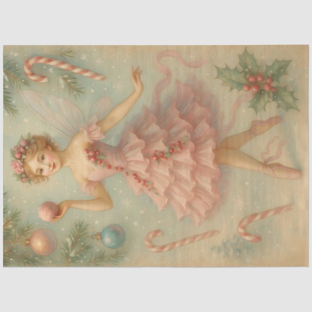 Seda Fada do Açúcar Papel de Decoupagem Ballet de Natal (Frente )