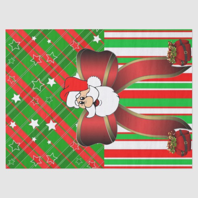 Seda Faixa de Papais noeis de Papel Tecido Natal (Frente )