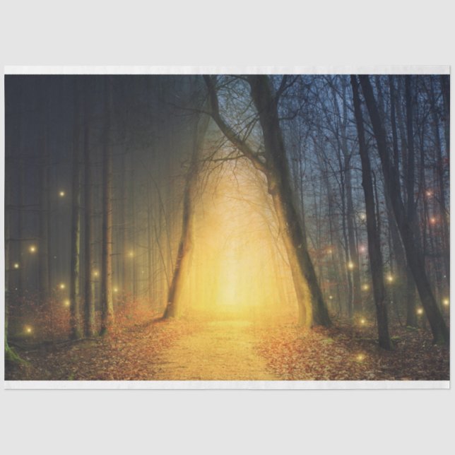 Seda Fantasy Forest Lights 19 Papel Tecido de Decoupage (Frente )