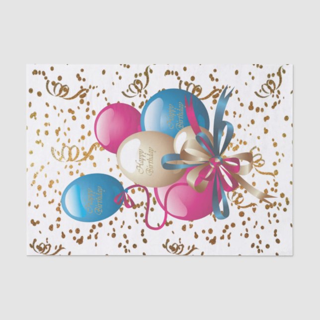 Seda Feliz Aniversário - Balões de Papel Tecido (Frente )