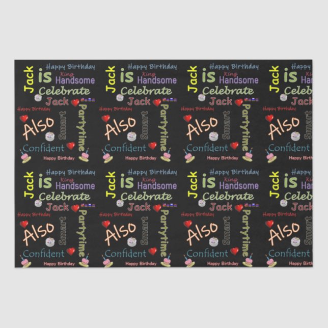 Seda Feliz Aniversário - Jack de Papel Tecido (Frente )