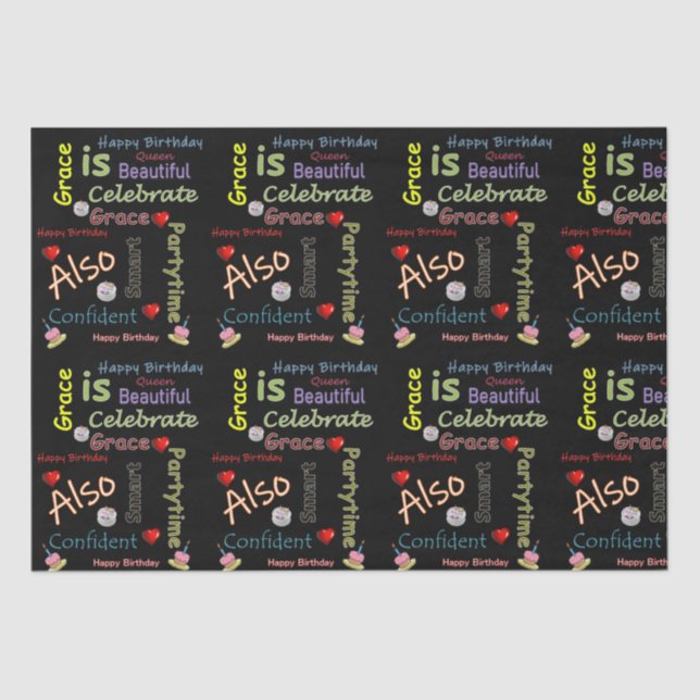 Seda Feliz Aniversário, Papel de Tecido Grace (Frente )