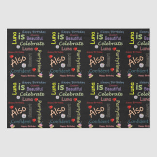 Seda Feliz Aniversário Papel de Tecido Luna