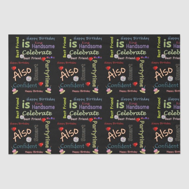 Seda Feliz Aniversário Papel de Tecido Melhor Amigo (Frente )