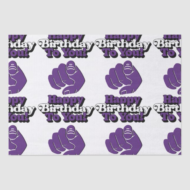 Seda Feliz Aniversário Para Você Papel De Tecido Roxo (Frente )