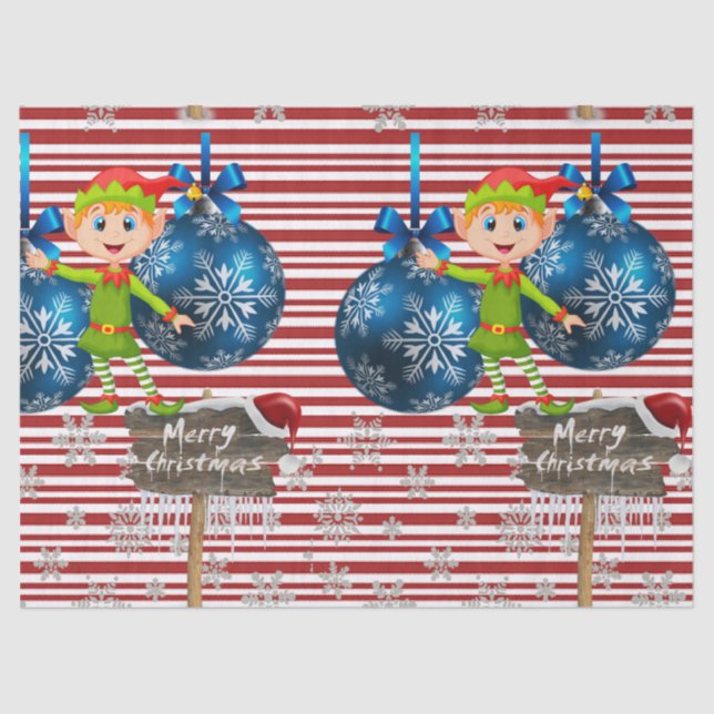 Seda Feliz Papel Tecido de Natal Elf (Frente )