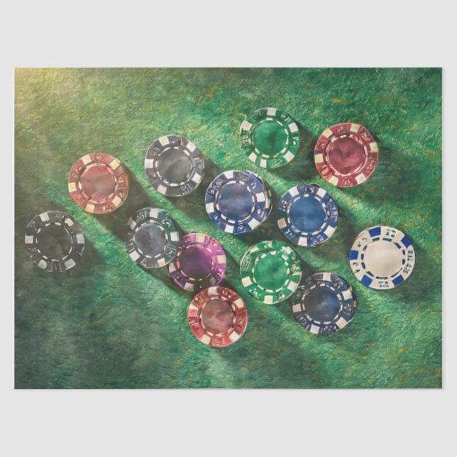 Seda Fichas de Poker em Verde, Papel Tissue para Jogos (Frente )