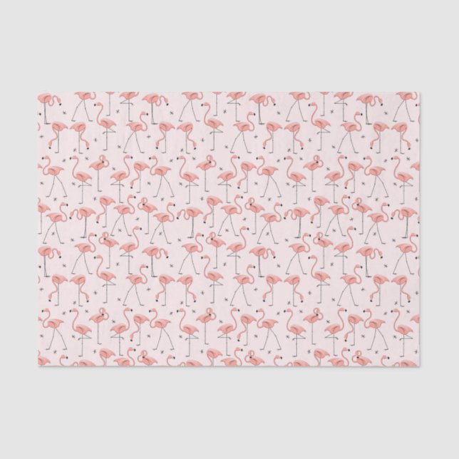 Seda Flamingos Papel de lenços cor-de-rosa (Frente )