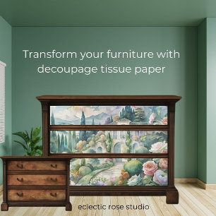 Seda Florais e Papel de Tecido de Decoupage de Villa