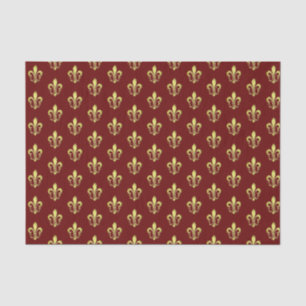 Seda Flores Douradas Elegantes de Papel Tecido Vermelho
