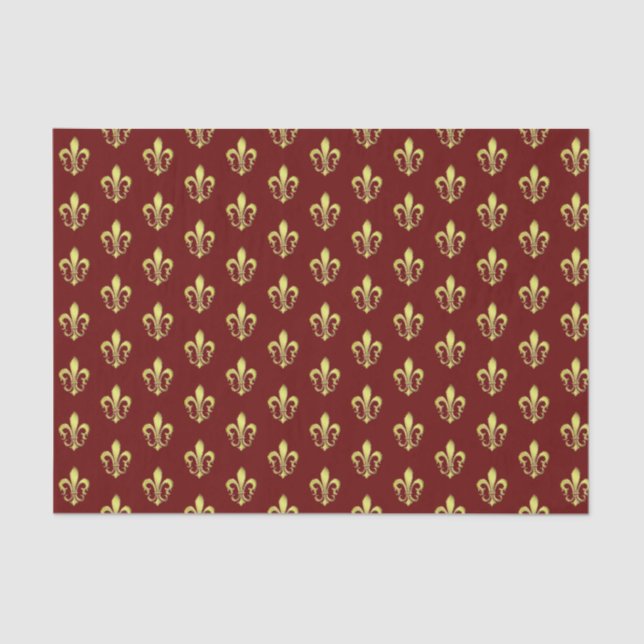Seda Flores Douradas Elegantes de Papel Tecido Vermelho (Frente )