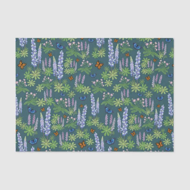 Seda Flores e borboletas desacoplam papel de tecidos tr (Frente )