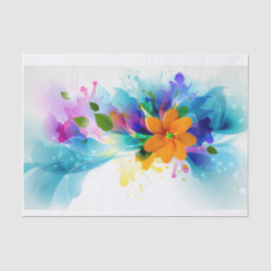 Seda Flores e nuvens de Abstrato - Papel Tecido