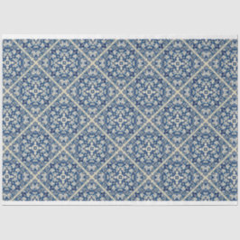 Seda Folha de azulejo azul Delft: papel de tecido para 