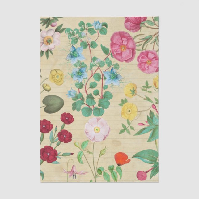 Seda Folha de Papel Tissue Decoupage Colagem Floral (Frente )