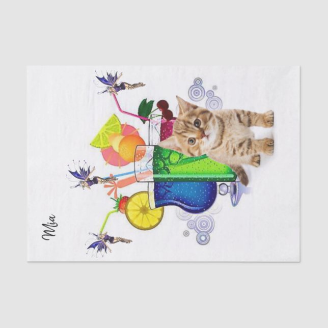 Seda Folhas De Papel Tecido Bebidas De Kitten (Frente )