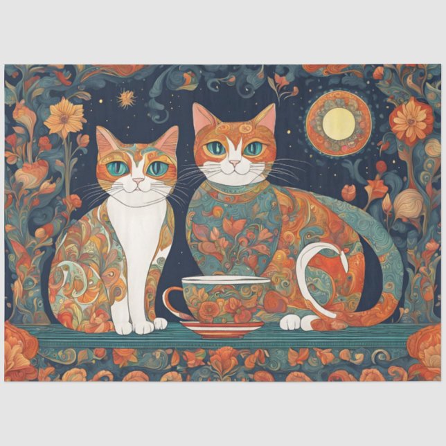 Seda gatos de café papel tissue (Frente )